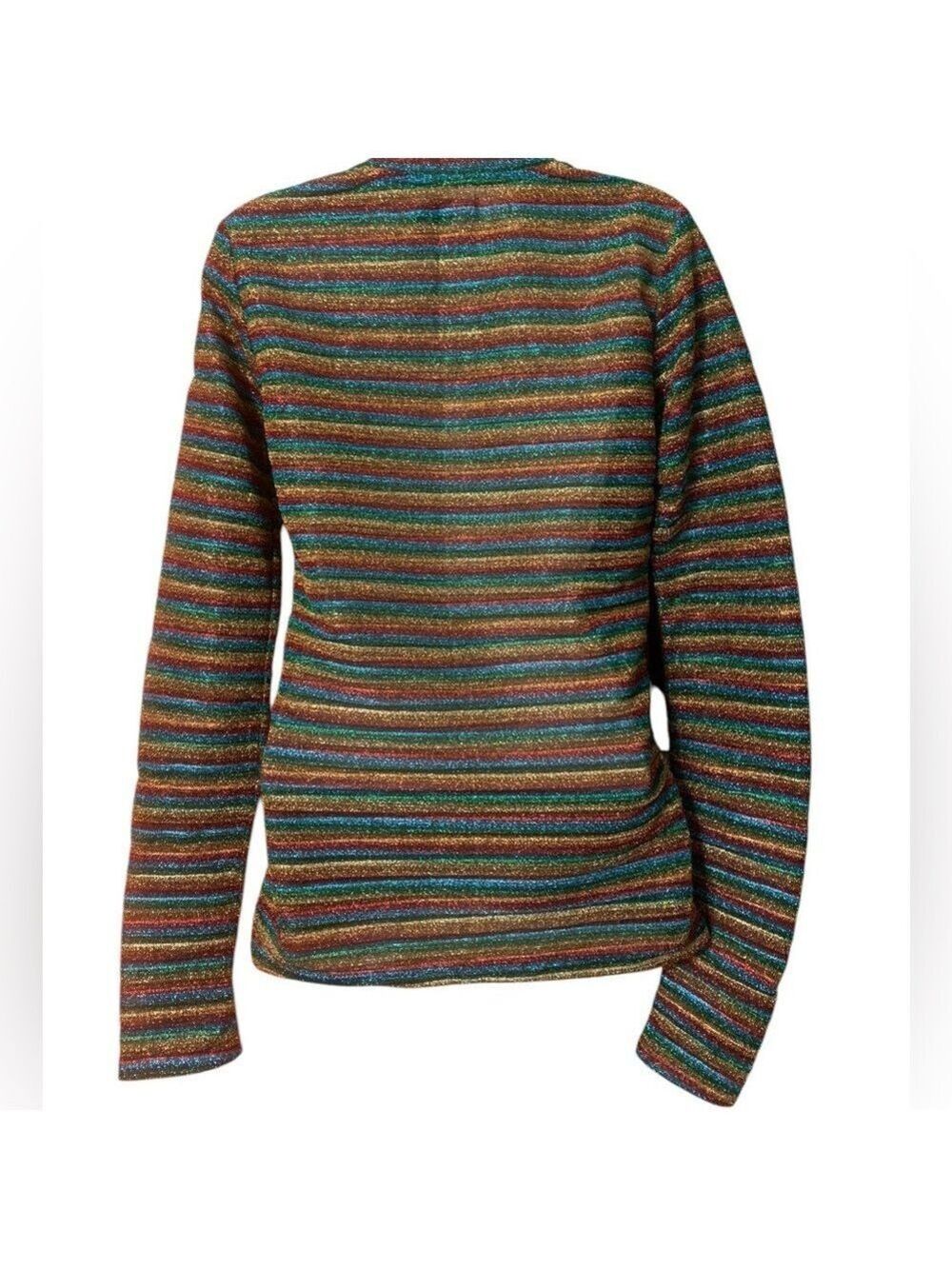 Bruce Glen rainbow disco sparkle long sleeved sheer shirt size S festival rave - Picture 3 of 6